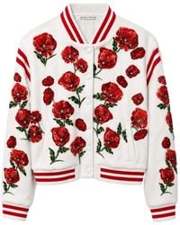 Alice + Olivia - Keri Floral-Embroidered Varsity Jacket - Lyst