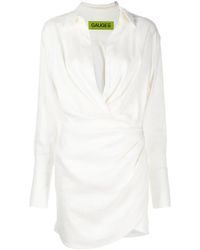 GAUGE81 - Gathered V-Neck Mini Dresss - Lyst