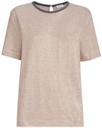 Brunello Cucinelli - Striped Linen T-Shirt - Lyst
