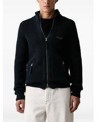 Aeronautica Militare - Zip-Up Ribbed-Knit Cardigan - Lyst