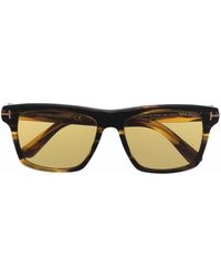 Tom Ford - Eckige Sonnenbrille in Schildpattoptik - Lyst