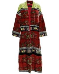 Hui Milano - Floral-Print Velvet Coat - Lyst