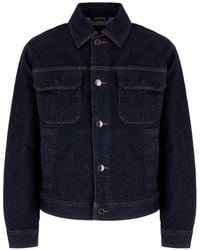 Emporio Armani - ロゴボタン デニムジャケット - Lyst
