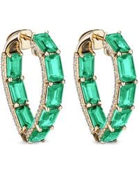 Goshwara - Diamond Emerald Heart Hoop Earrings - Lyst