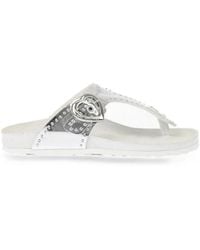 Love Moschino - Heart-Buckle Studded Thong Sandals - Lyst