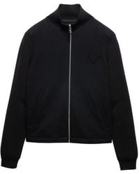 Prada - Wool And Cashmere Zipper Cardigan - Lyst