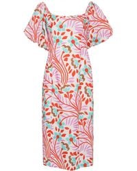 RHODE - Karima Linen Midi Dress - Lyst