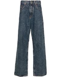 MM6 by Maison Margiela - Cracked-Effect Straight-Leg Jeans - Lyst
