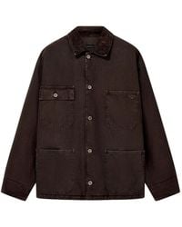 Emporio Armani - Cotton Caban-Coat With A Corduroy Collar And Patch Pockets - Lyst