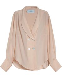 Isolda - Sissi Blouse Met Dubbele Rij Knopen - Lyst