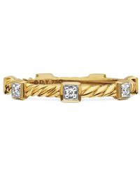 David Yurman - 18kt Yellow Gold Cable Collectibles Cable Diamond Stack Ring - Lyst