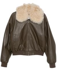 Grifoni - Shearling-Collar Leather Jacket - Lyst