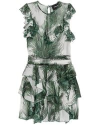Marco Bologna - Ruffled Palm-Print Mini Dress - Lyst