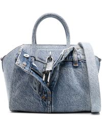 Givenchy - Mini Antigona Lock Denim Tote Bag - Lyst
