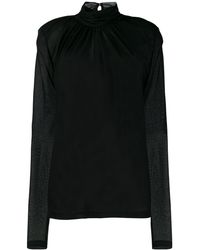 Patrizia Pepe Blusa con cuello fruncido - Negro