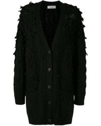 Valentino Garavani - Oversized Tassel-Trim Cable-Knit Cardigan - Lyst