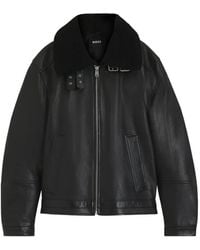 BOSS - Shearling-Collar Zip-Fastening Jacket - Lyst