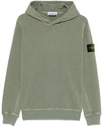 Stone Island - Textured Cotton Hooded Sweater With Logo Patch - Lyst