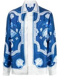 CASABLANCA - Embroidered Button-Down Silk Shirt - Lyst