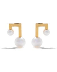 Tasaki - Pendientes Balance Note Akoya en oro amarillo de 18kt con diamantes y perla - Lyst
