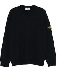 Stone Island - Gerippter Pullover mit Logo-Patch - Lyst