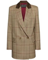 Elena Miro - Check-Pattern Double-Breasted Blazer - Lyst