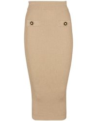 Balmain - Falda midi acanalada de - Lyst