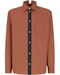 Marni - Embroidered-Pocket Split-Collar Shirt - Lyst