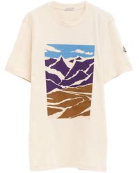 Moncler - T-Shirt En Coton À Imprimé Mountain - Lyst