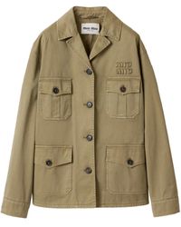 Miu Miu - Satin Garment-Dyed Utility Jacket - Lyst
