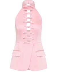 Rebecca Vallance - Blouse Met Halternek En Strikdetail - Lyst