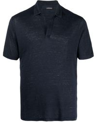 Lardini - Logo-patch Linen Polo Shirt - Lyst