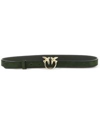 Pinko - Suede Belt With Love Birds Buckle, 2 Cm - Lyst