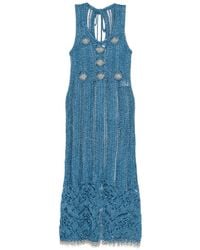 Rabanne - Robe Mi-Longue En Maille Métallisée - Lyst