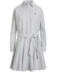 Polo Ralph Lauren - Robe Mi-Longue Rayée À Taille Nouée - Lyst