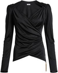 Balmain - Top Fluido Drapeado De Tejido Jersey - Lyst