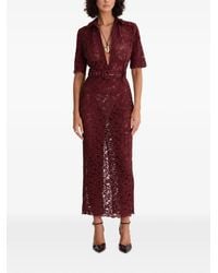 MOOS STUDIO - Belted Lace Midi Dress - Lyst