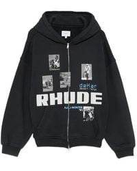 Rhude - Logo-Print Zip-Up Hoodie - Lyst