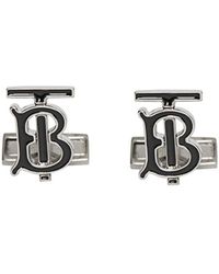 Burberry Gemelli con monogramma smaltati e placcati in palladio - Metallizzato