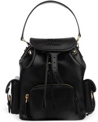 Miu Miu - Logo-Embossed Calf Leather Backpack - Lyst