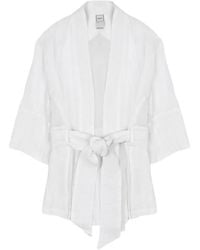 120% Lino - Belted Linen Kimono Jacket - Lyst