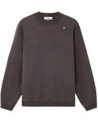 Stone Island - Charcoal Elastane Cotton Sweatshirt - Lyst