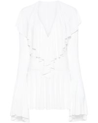 Norma Kamali - Mini-Jurk Met Lange Mouwen En Diepe V-Hals - Lyst