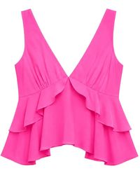 Fleur du Mal - Ruffled Silk Top - Lyst