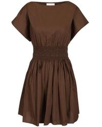 Matteau - Shirred-Waist Organic Cotton Mini Dress - Lyst