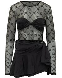 Marine Serre - Moonogram Sheer Mini Dress - Lyst