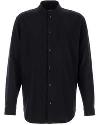 Giorgio Armani - Band-Collar Wool Shirt - Lyst