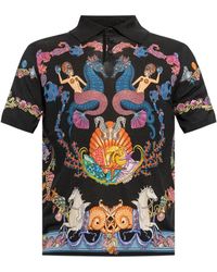 Versace - Coral Theatre Knit Polo Shirt - Lyst