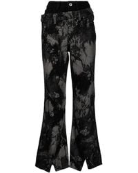 Feng Chen Wang - Embroidered Double-waisted Flared Jeans - Lyst