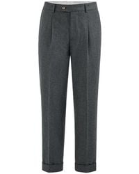 Brunello Cucinelli - Virgin Wool Flannel Trousers With Pleat - Lyst